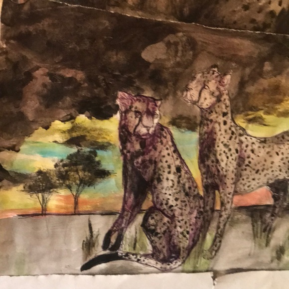 Water color illustration. Cheetahs run this game - Picture 3 of 3